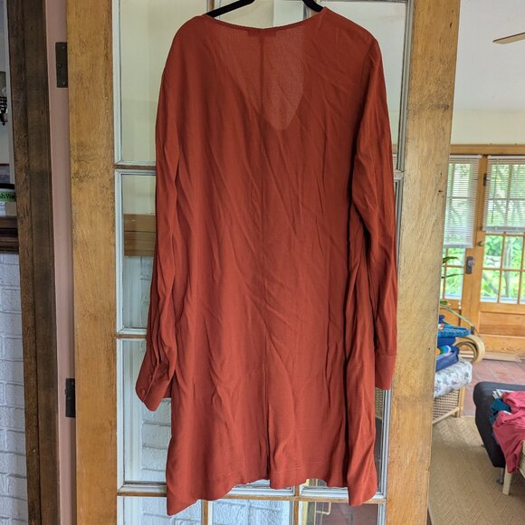Madewell Heather Long Sleeve Button-down Dress, Rust Red, Size Large - Picture 7 of 13